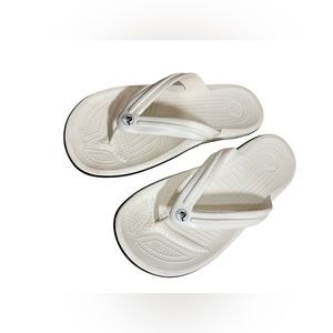Crocs Men 10/Women 12 Sandals Croc band White Flip Flops Waterproof Shower Shoes